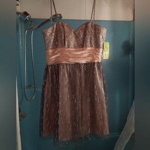 🧁B2G1🧁 NV Couture Glittery Grey and Peach Strapless Special Occasion Dress